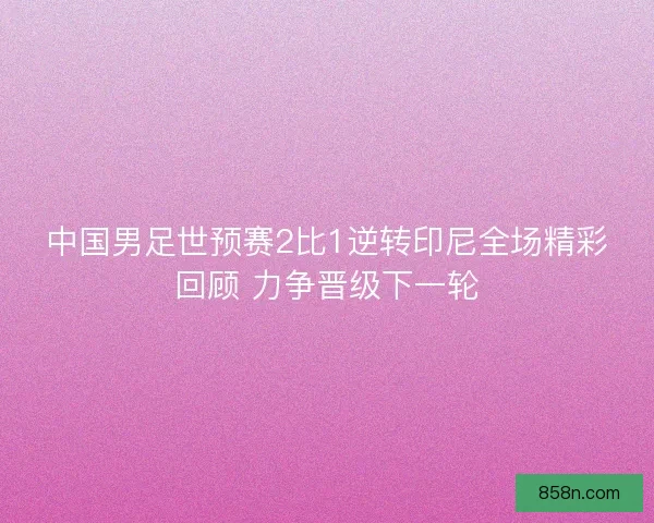 中国男足世预赛2比1逆转印尼全场精彩回顾 力争晋级下一轮